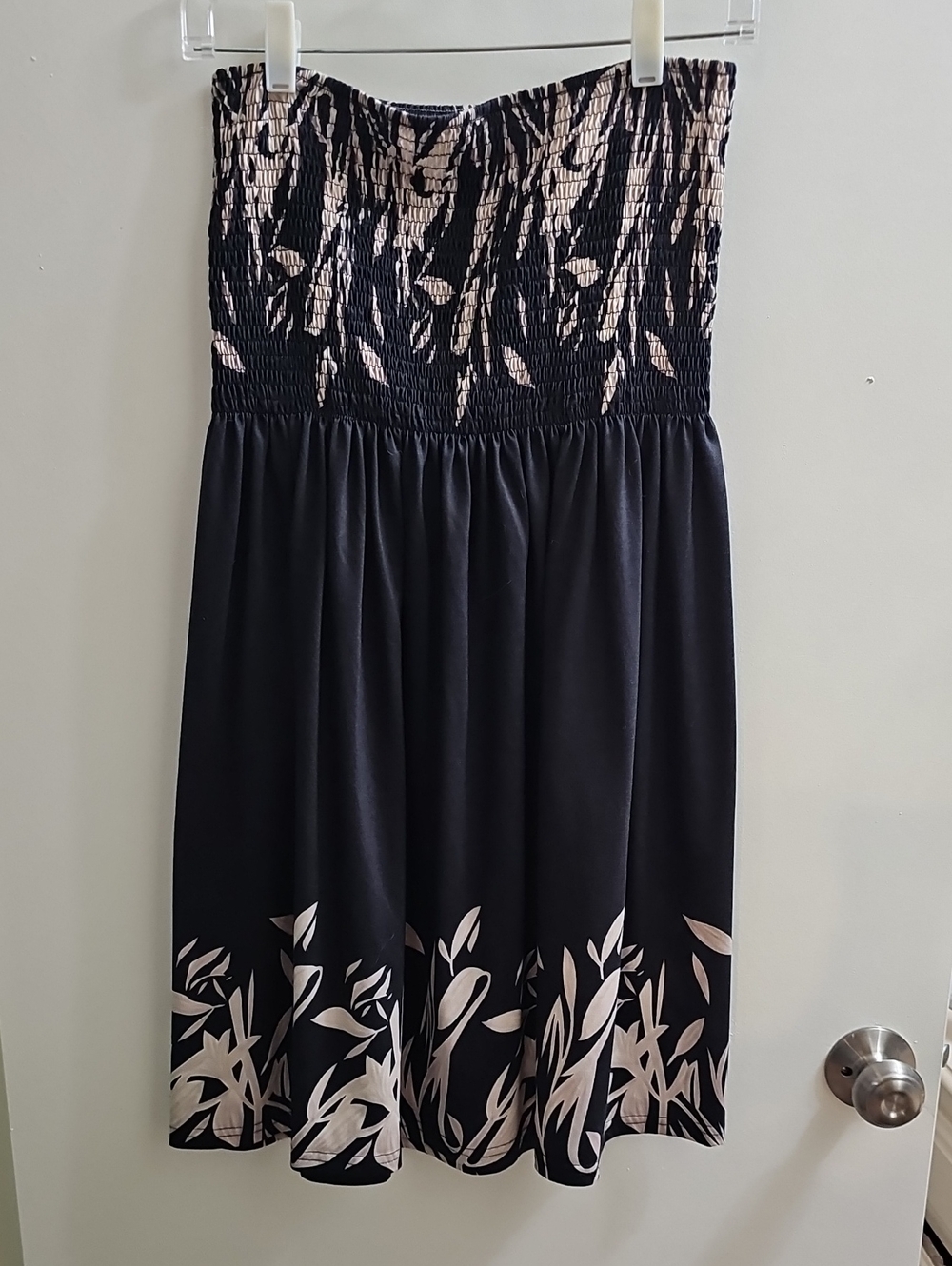 Strapless Black and Cream Floral Sundress